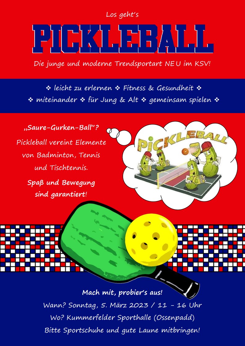 Einladung zum Pickleball in der Kummerfelder Sporthalle
